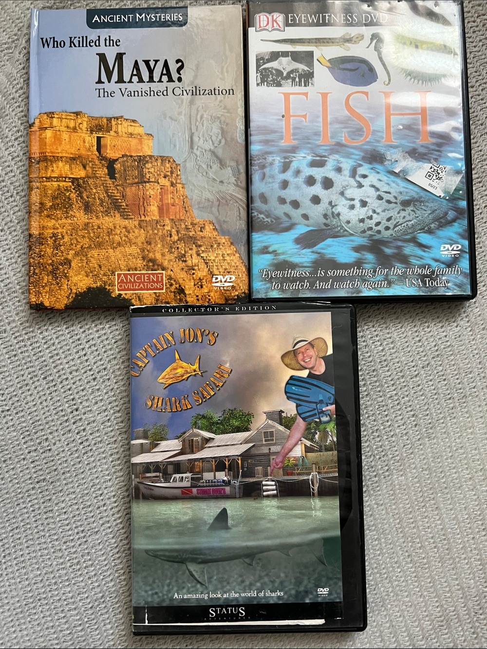 Documentary Bundle Maya / Captain Joy's Shark Safari/ DK eyewitness FISH dvds